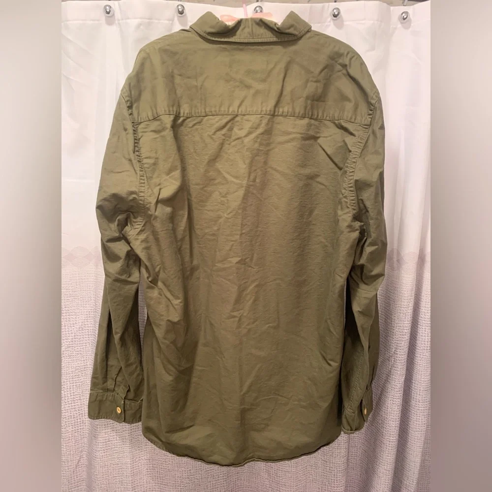 Five Four Button Down Shirt Mens 2Xl Green Long Sleeve Solid Cotton Collared - Picture 6 of 7